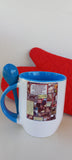 Christmas vintage stamp mug with spoon! - 10 oz.